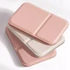 Desktop Makeup Mirror Solid Color PU Leather Simple Portable Handheld Makeup Mirror Foldable Student Compact Cute Pocket Mirror 5