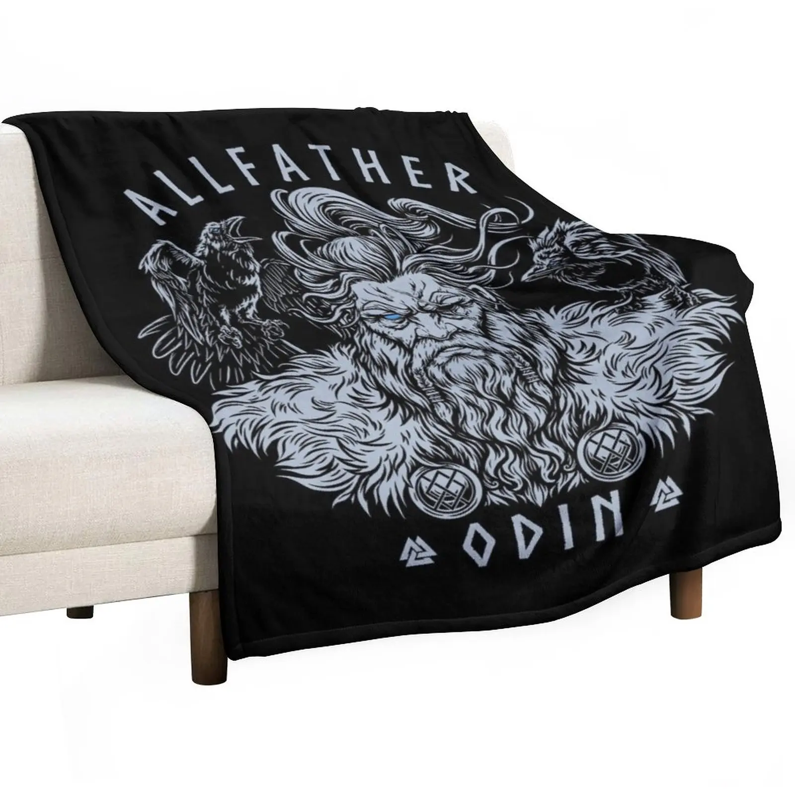 

Norse Mythology Viking Allfather Odin Huginn Muninn Valknut Throw Blanket Summer Blanket Thin Blanket