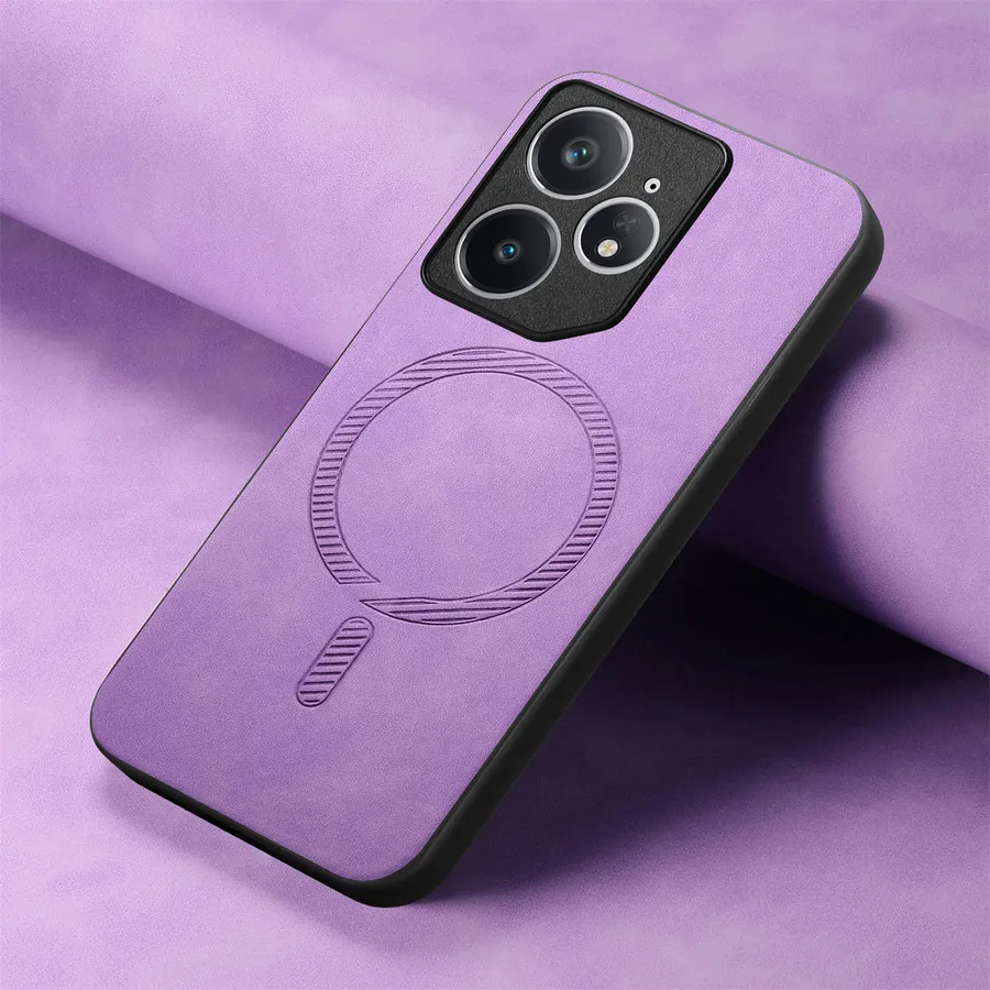 Luxury Leather Magnetic Back Cover with Wireless Charging Compatibility