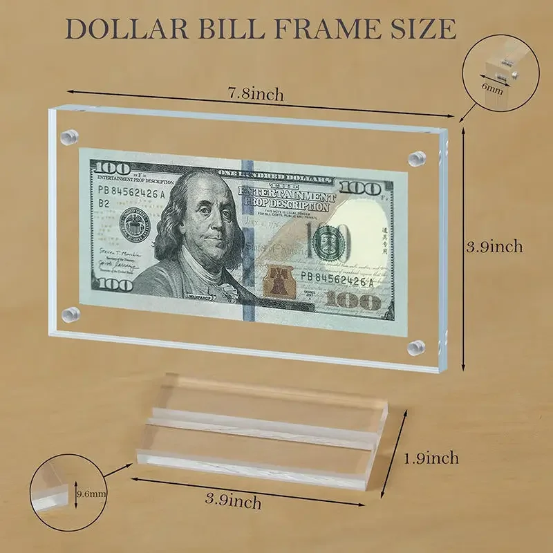 Acryl Desktop Banknote Display Rahmen Transparent Papier Währung Sammlung Ständer Rahmen Für Sammler Ticket Schutz – Detail 1
