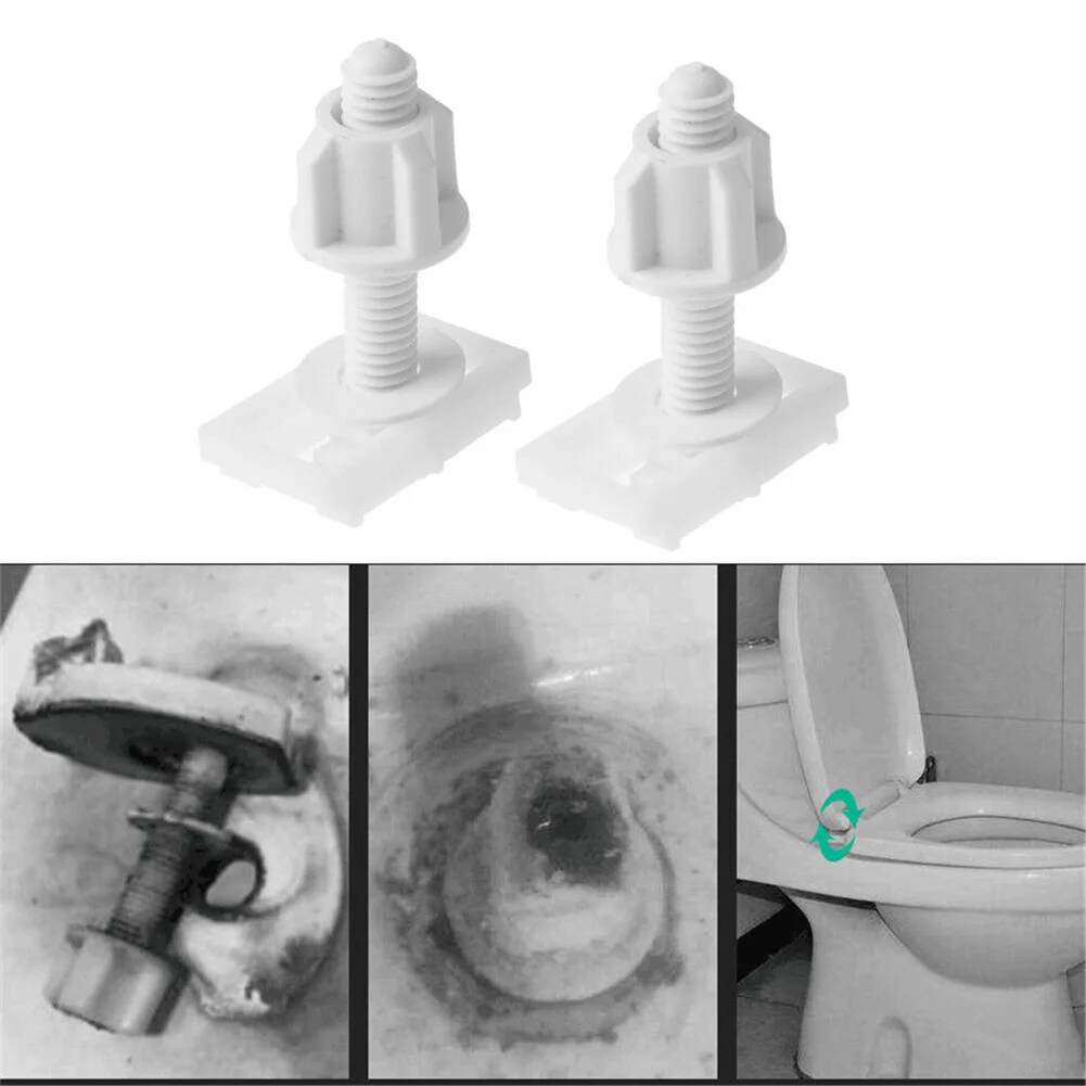 2pcs Toilet Seat Repair Screws Kits White Plastic For Most Standard