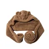 Cute Bear Ears Hat Scarf All-in-one Hat For Women Winter Plush Thickened Warm Ear Protection Scarf 4-piece Set 6