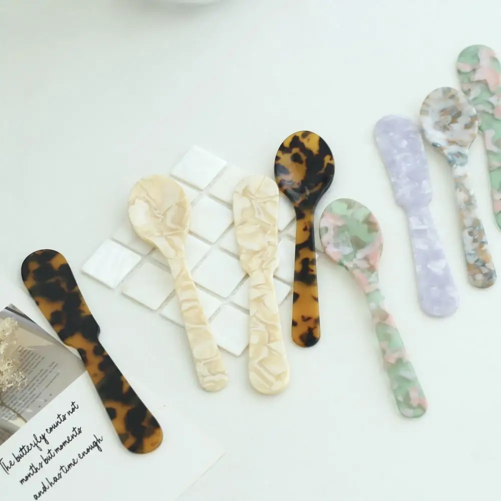 Colorful Acrylic Ice Cream Spoon Coffee Caviar Spoon Stirring Spoons Dessert Cake Knife Teaspoon Crafts Kitchen Tool Tableware glass dessert spoon