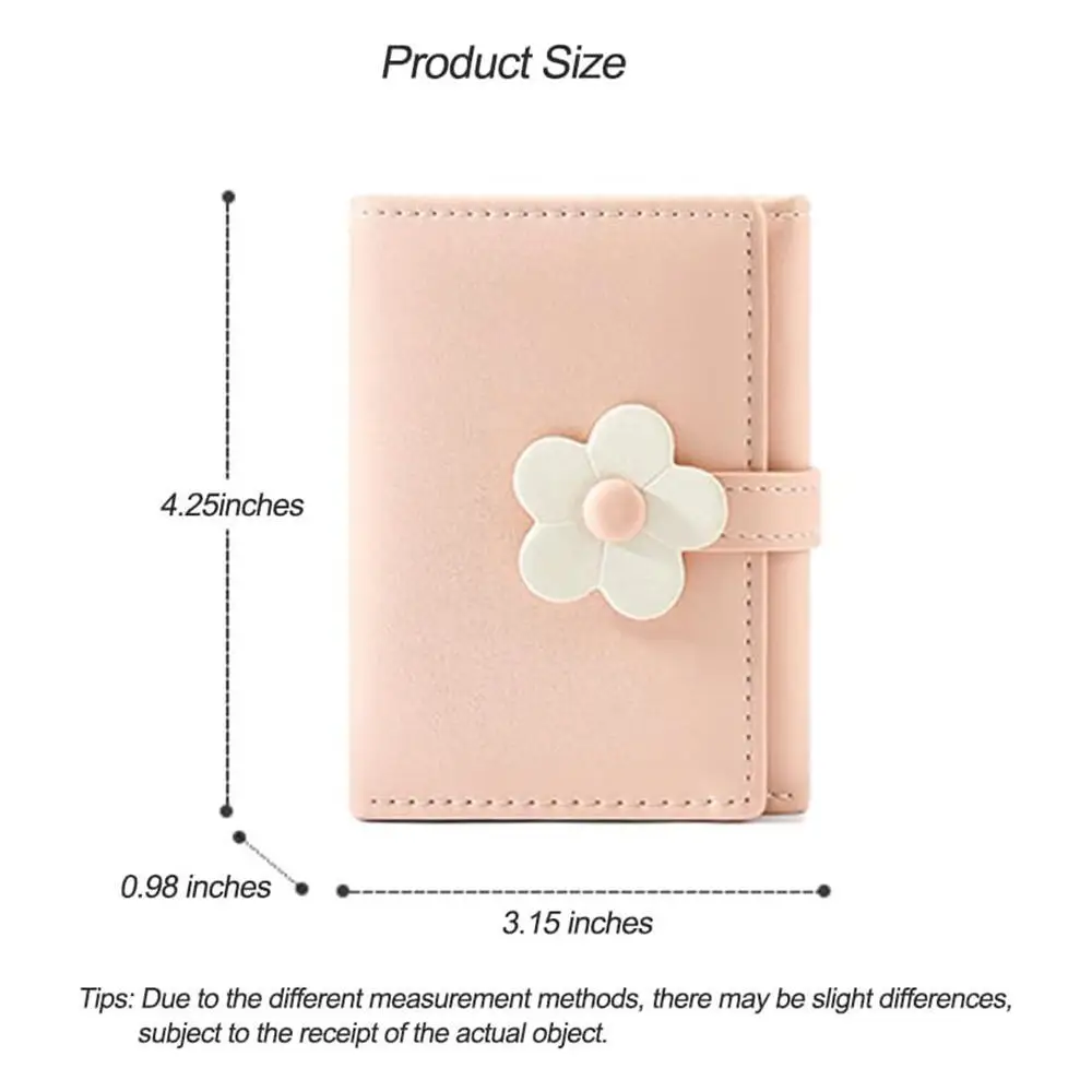 Girls Cute Small Wallet Women'S Three Fold Wallet Cash Bag Flower Pu Leather Printed Card Coin Wallet With Id Card Holder