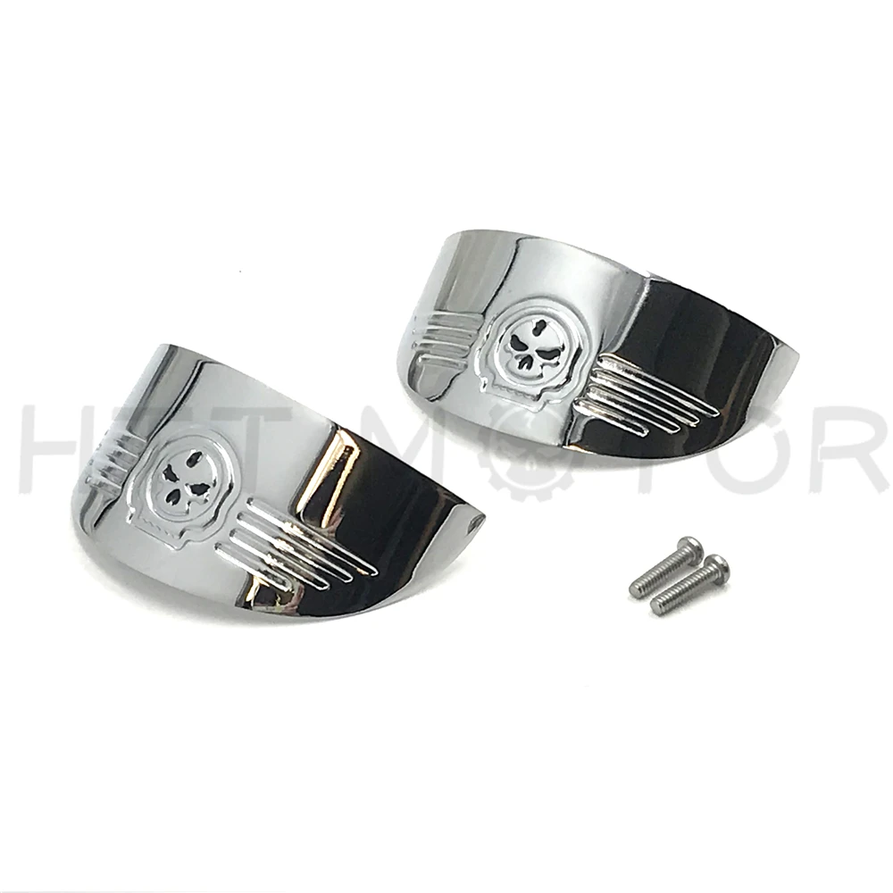 Black And Chrome Motorcycle Parts Skull Turn Signal Visors For Harley
