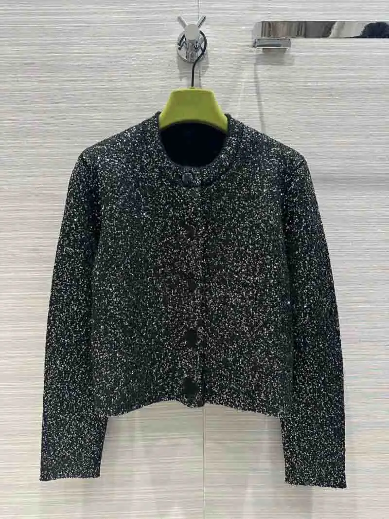 

Elegant and elegant women's jacket, noble lady and socialite style sequin decoration, knitted cardigan sweater jacket