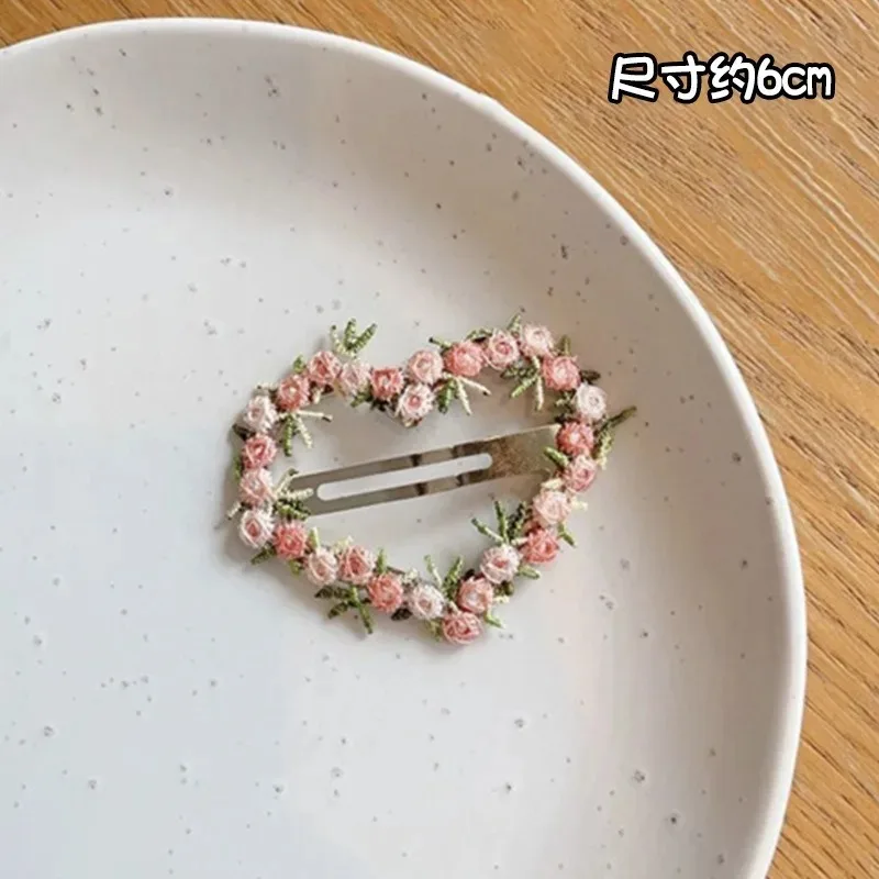 Cute Kawaii Girls Lace Flower Heart Star Hair Clip Pink Side Barrettes for Kids Bang Hairpin Baby Children Headwear Accessories