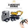 Huina 1522 1:18 RC Trailer Truck Remote Control Simulation Engineering 9CH Remote Control Flatbed Rc Car Excavator Truck Toy Boy 6