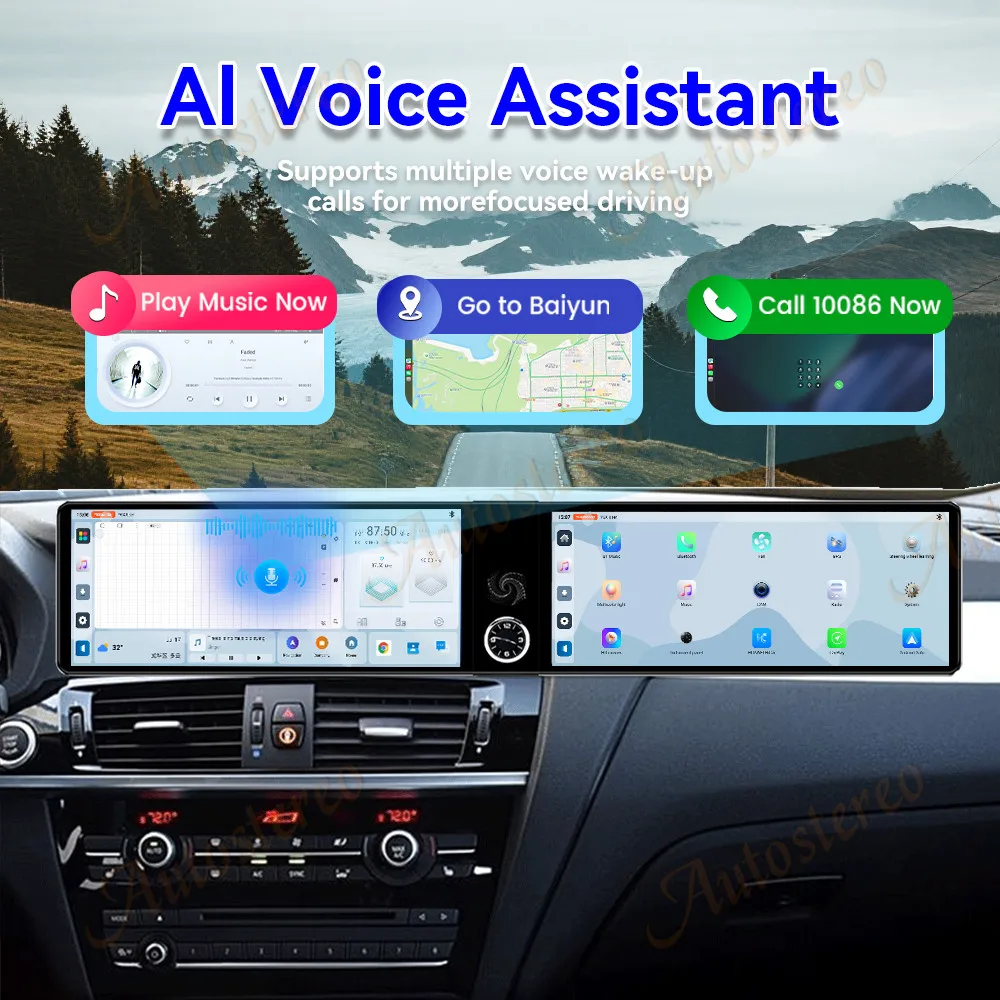 25 Dual Screen Carplay Android 14 Car GPS Navigation For BMW X3 F25 X4 F26 X4M 2