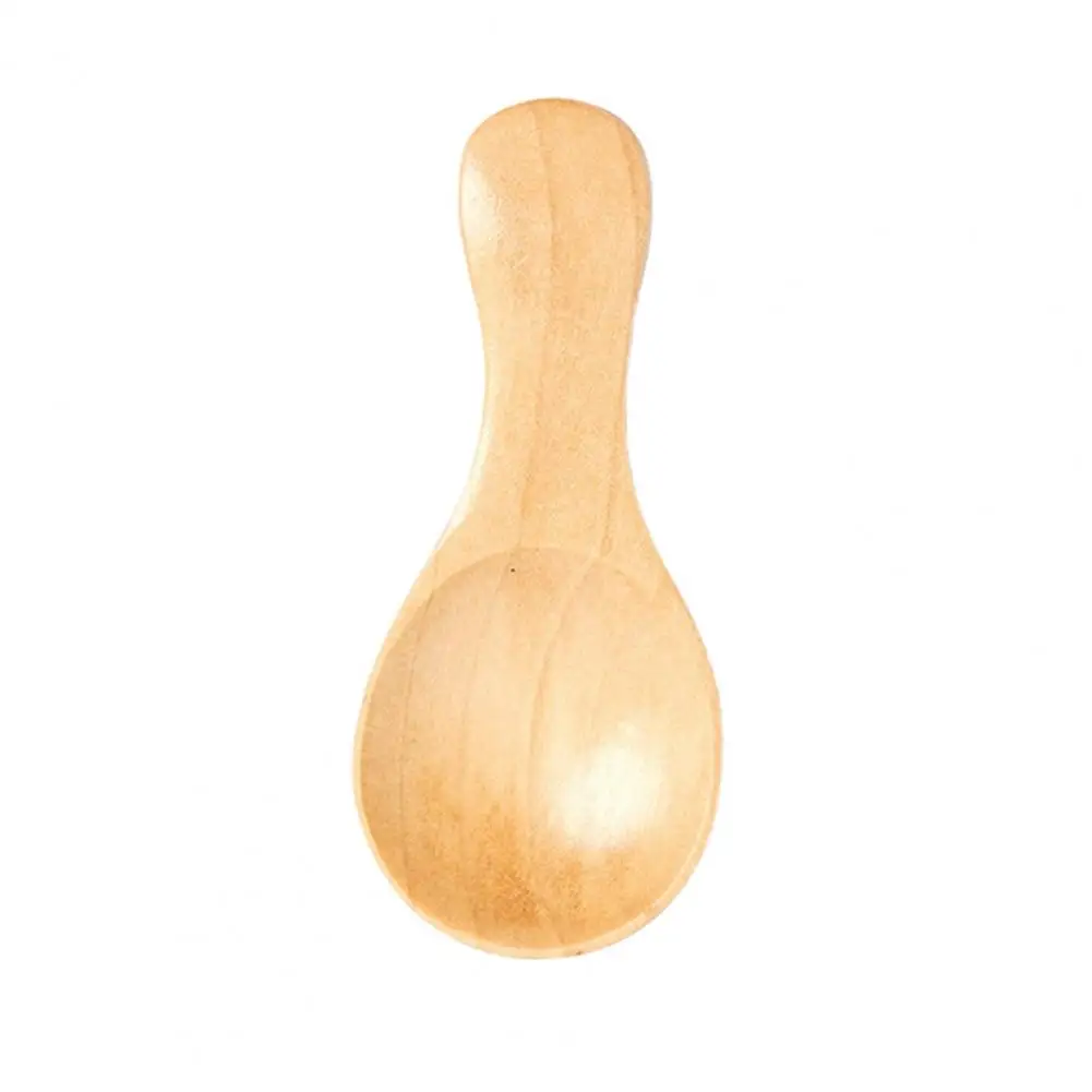 Handle Mini Natural Wooden Spoon Scoop Tea Honey Coffee Condiment Salt Seasoning Sugar Spoon Ice Cream Roung Scoop