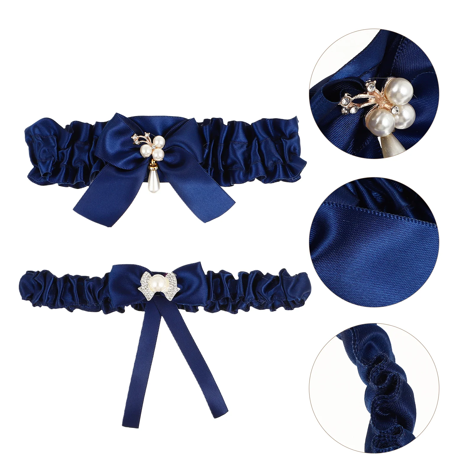 

2 Pcs Leg Ring White Prom Suit Wedding Garter for Bride Bow Tie Cloth Bridesmaid
