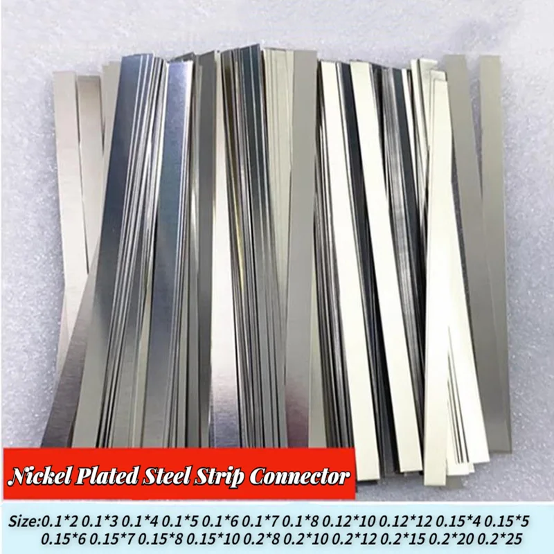 

100pcs Nickel Plated Steel Strip Connector Nickel-Plated Strap Sheets For 18650 Li-ion Battery Spot Welding Machine Welder