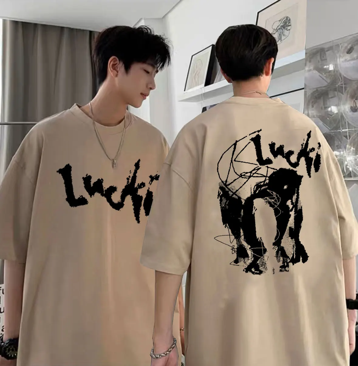 

Rapper Lucki Shadow Printed Tshirt Summer Male Hip Hop Vintage Streetwear Cotton Tees Men Fashion Casual Oversized Short Sleeve