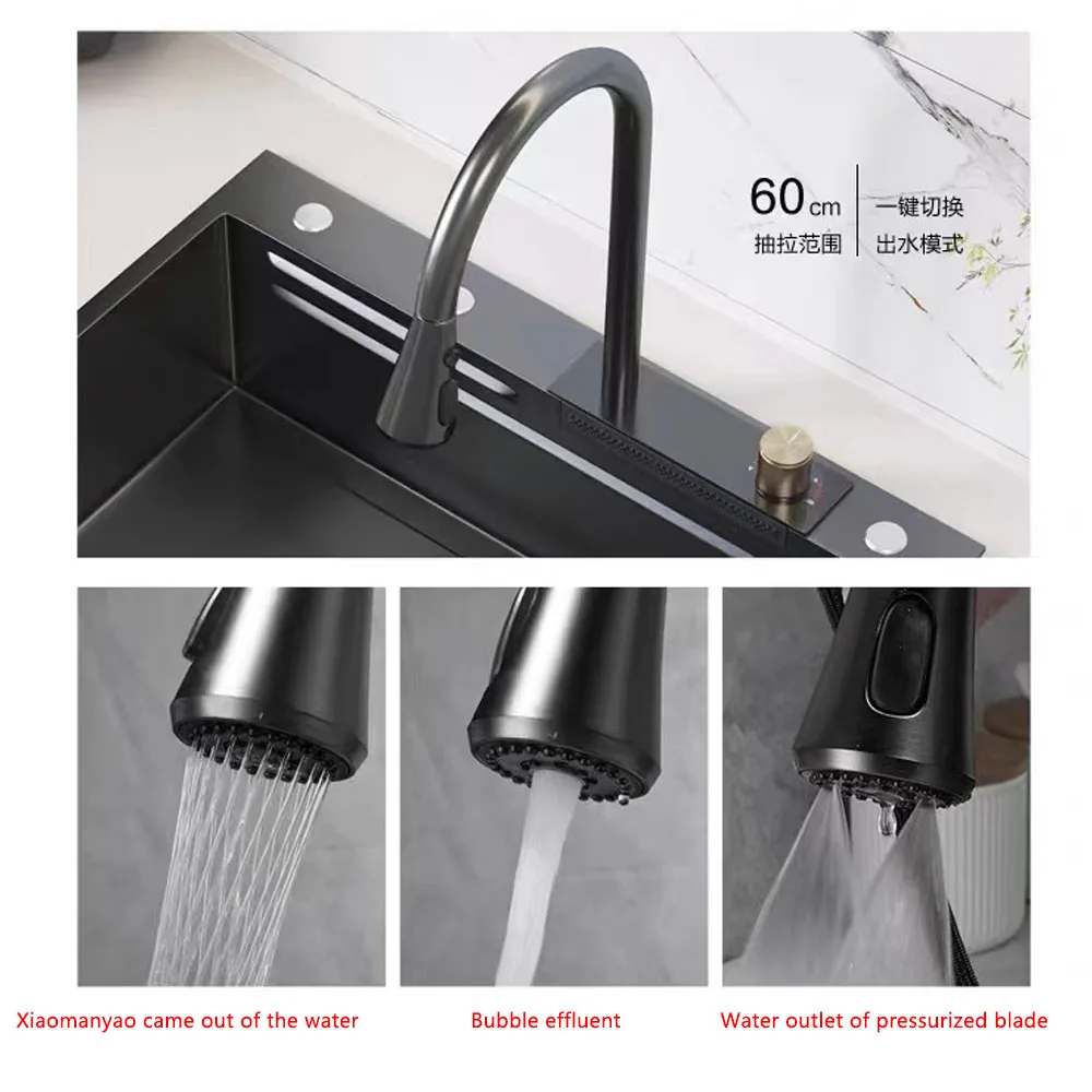 Nano Stepped Sink 304 Stainless Steel Vegetable Wash Basin High PressureCup Washer Coffee Shop Wine Bar Sink Kitchen Sink 4