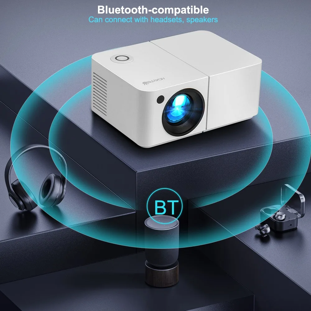 풀 HD 4K 빔 프로젝터 HD300 미니 휴대용 450 ANSI 5G 와이파이 E-포커스 3D 홈시어터 침실용 LED 1080P 스마트 비디오 프로젝터