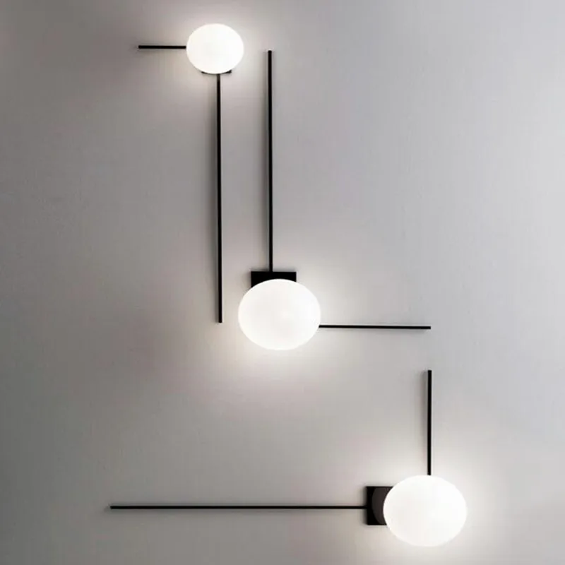 

Modern White Glass Metal LED Wall Lamp Minimalist Art Line Design Living Room Restaurant Kitchen Wall Sconce Lighting