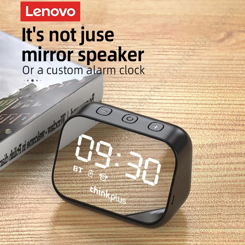 Portable speaker Lenovo TS13 Wireless BT Subwoofer Stereo 9D Surround LED Digital Smart Alarm Clock Mirror Design
