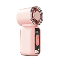 Compact USB Rechargeable Handheld Fan with Digital Display (Pink)