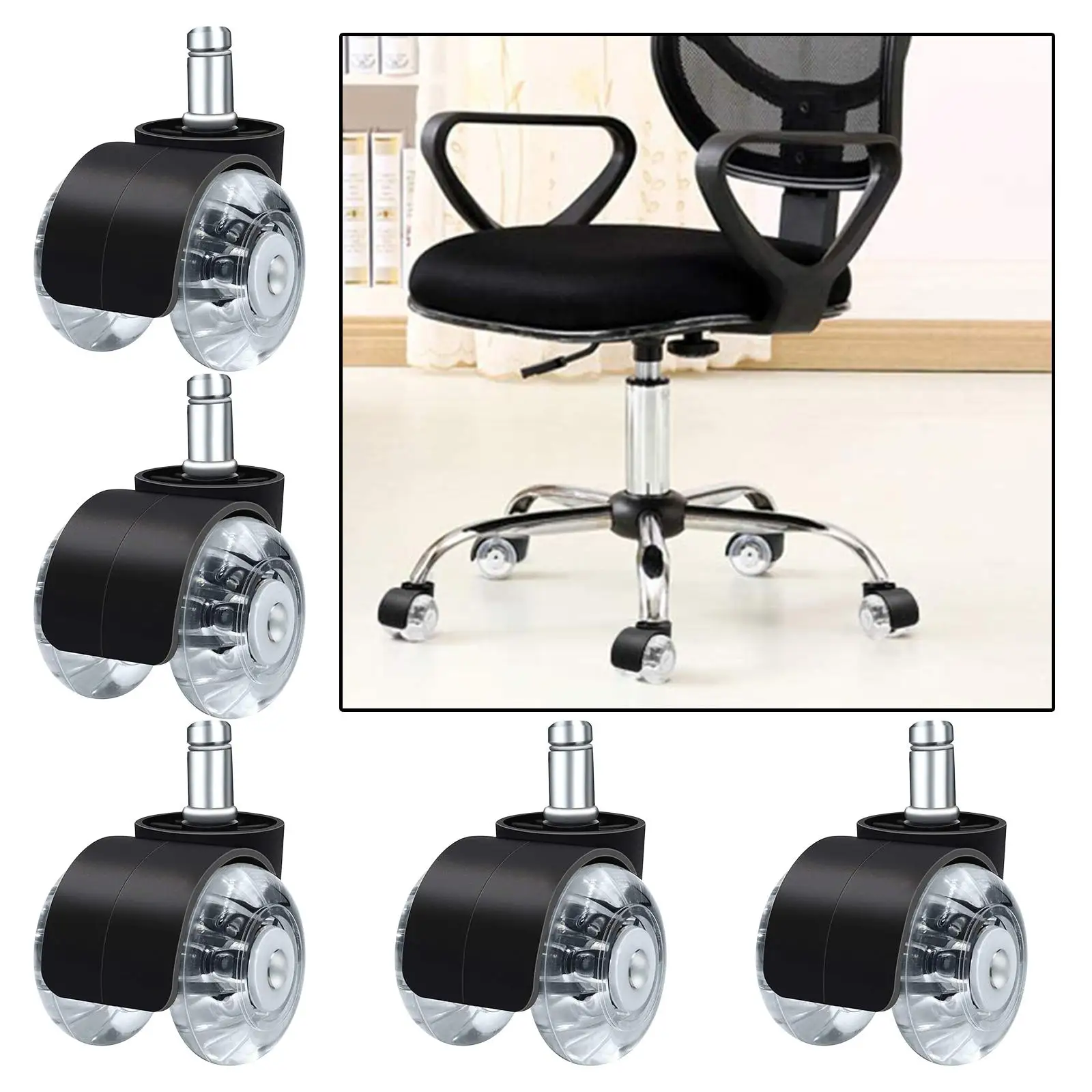Set of 5 Replacement Computer Swivel Caster PU Wheels Roller