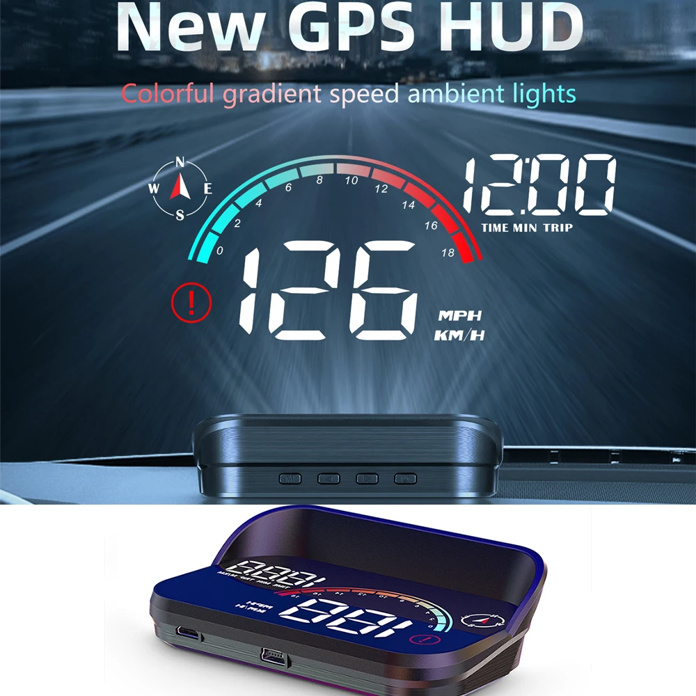 HD M22 Auto HUD Car Head Up Display GPS Speedometer On-board Computer  Projector Display Gps HUD Car Electronicos Fun Screen Car
