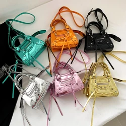 Female PU Patent Leather Long Zipper Personalized Handbag Locomotive Style Crossbody Bag Trend Fashion Shoulder Bag