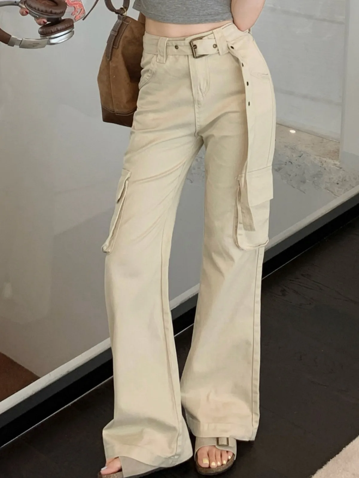 

ZHISILAO Новые прямые джинсы с высокой талией женские карманы Карго длинные джинсовые брюки уличная одежда 2024