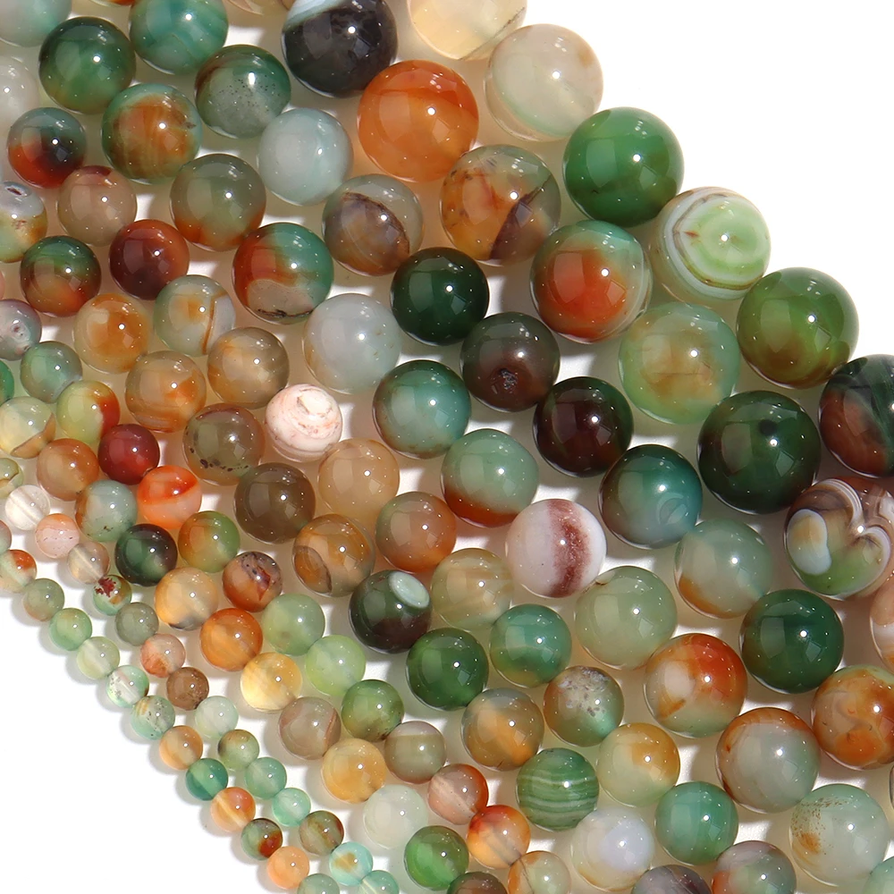 Strand Natural Peacock Agate Stone Beads Round Gemstone