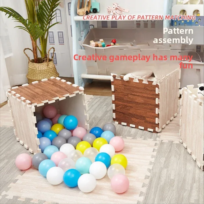 Holzmaserung Schaum Patchwork Matte Vintage Stil Weichen Teppich Rutschfeste Anti Herbst Kinder Boden Home Interior Boden Dekoration – Detail 9