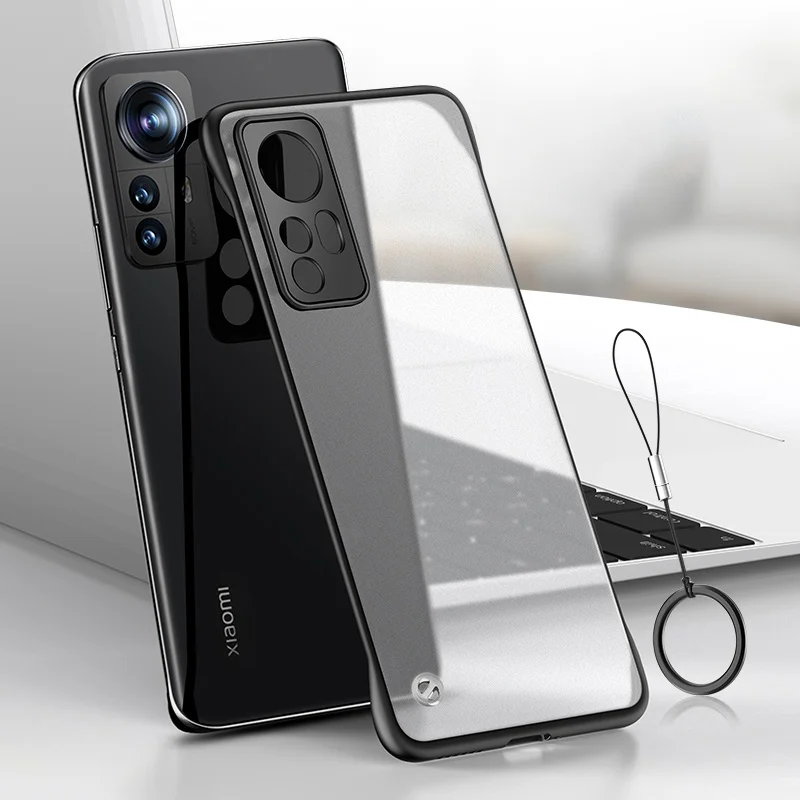 Frameless Translucent Matte PC Phone Case with Ring - Hard Protection, Thin Design