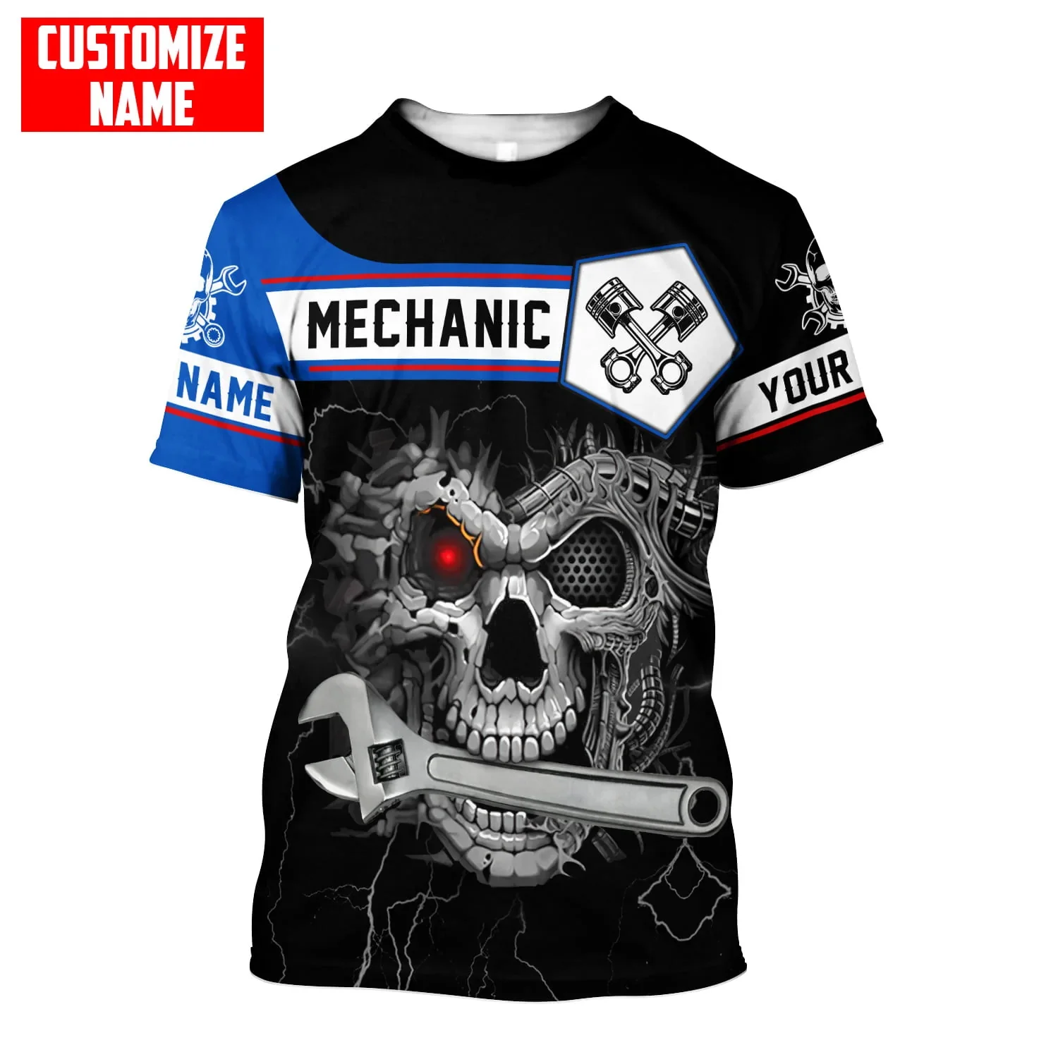 PLstar Cosmos Neueste Sommer Herren T-shirt Personalisierte Name Mechaniker Schädel 3D Gedruckt t-shirt Unisex Casual Cool T-shirt DW107 – Detail 14