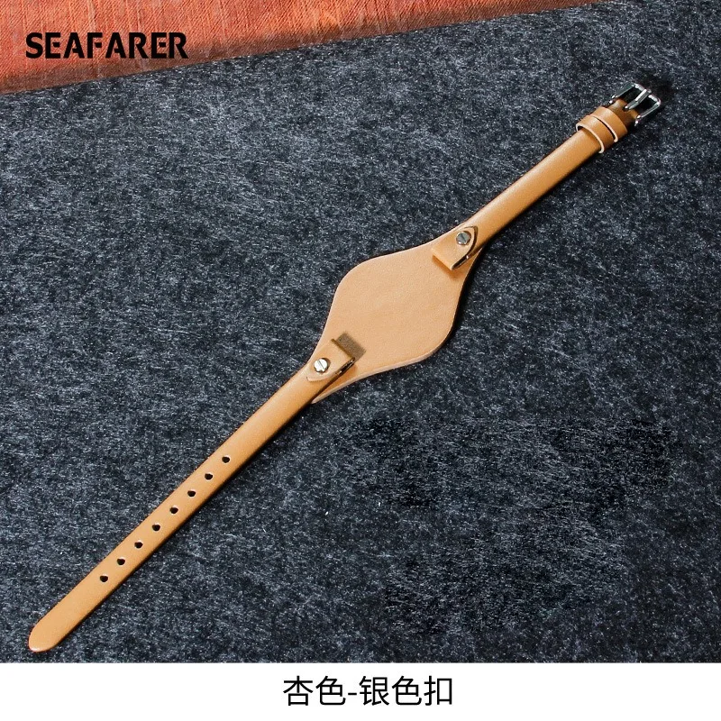 Premium Genuine Leather Waterproof Watchbands with U-Shaped Base, 8mm Strap