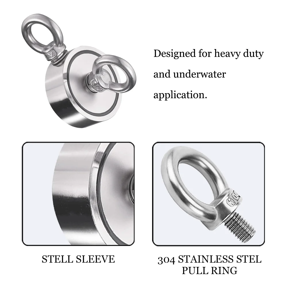 Fishing Magnets Neodymium Magnets Magnetic Hooks Strong Neodymium Magnet Double Side Search Rare Earth Magnetic Hook Super Power Salvage Fishing Magnet Stell Cup Holder