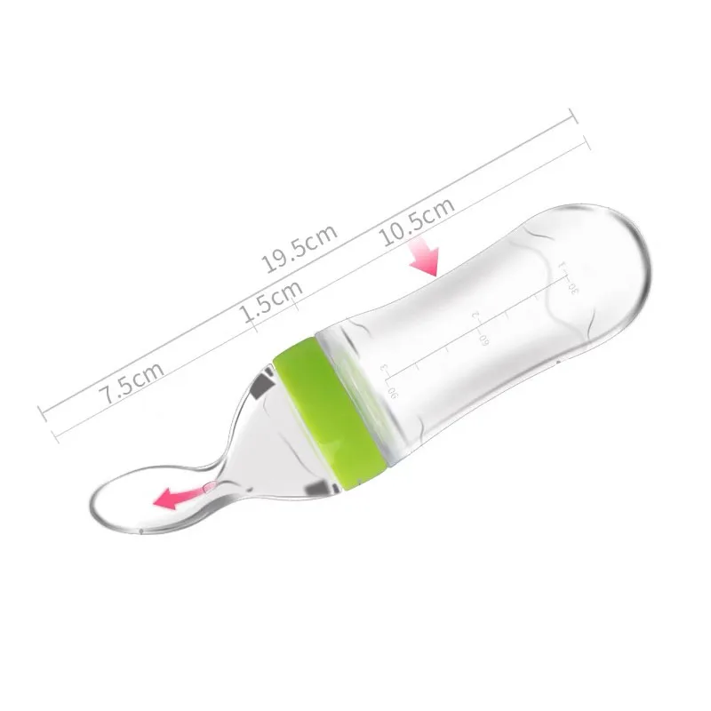 Silicone Squeezing Feeding Bottle Spoon Bottle Feeder Newborn Baby Training Drink Spoon Safe Tableware Training Feeder