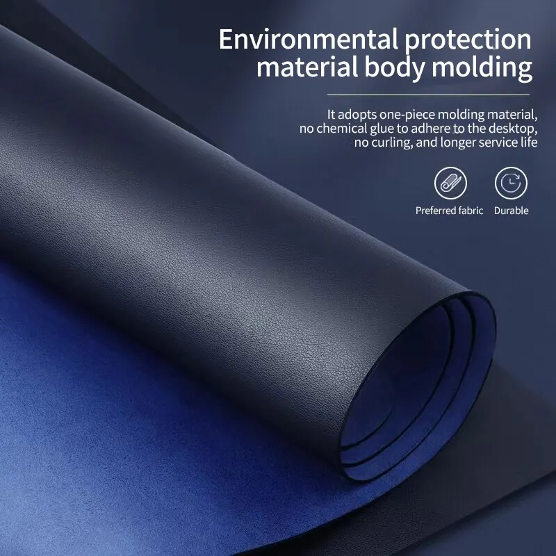 Large Royal Blue Waterproof Desk Protector Mat - PU Leather and Suede