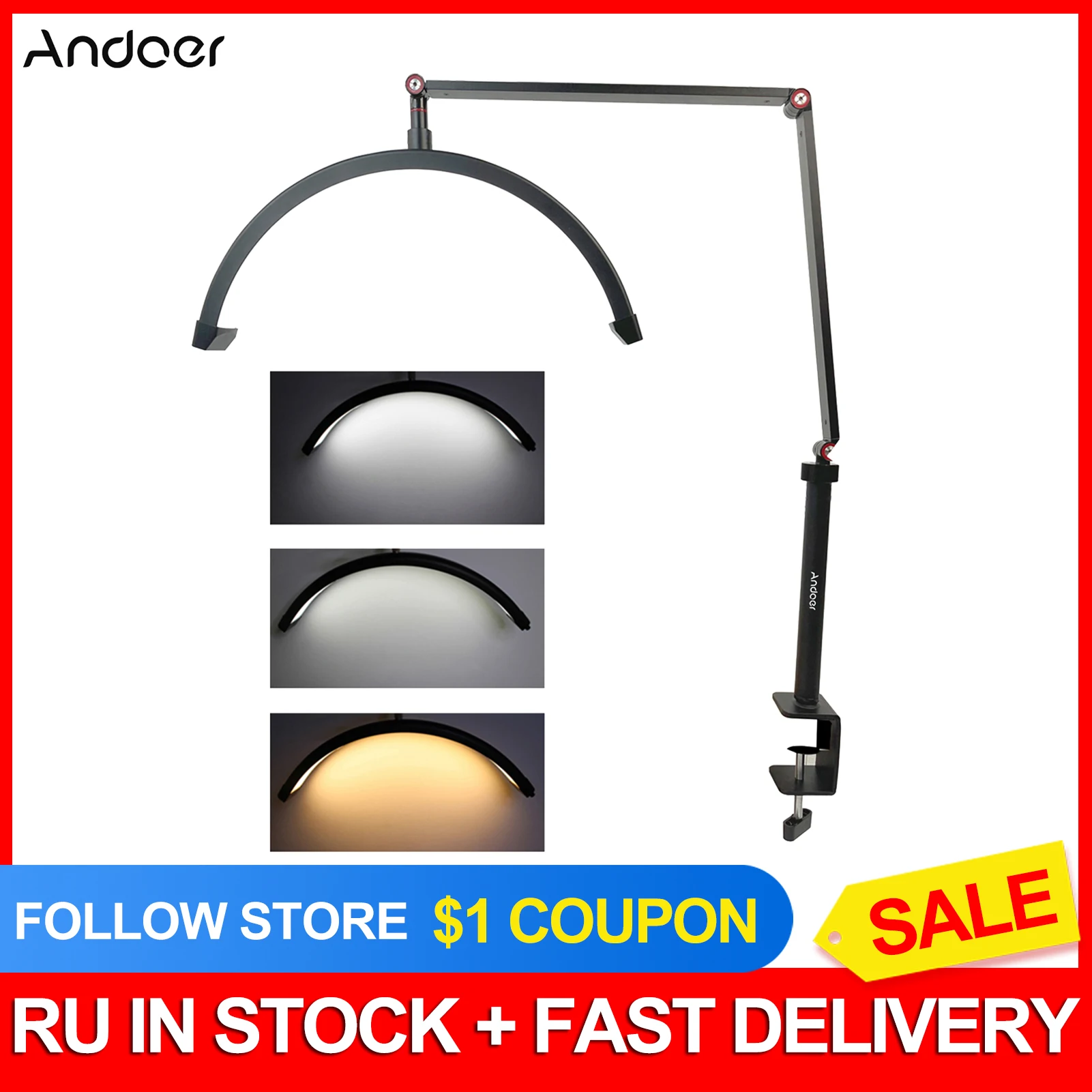 Andoer LM60 W, luce video a LED, 60 W, 5600 K, dimmabile, per studio, con supporto Bowens e telecomando Andoer LM60 W, luce video a LED, 60 W, 5600 K, dimmabile, per studio, con supporto Bowens e telecomando