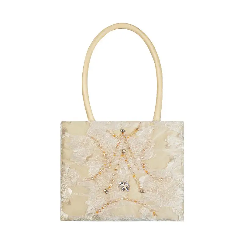 thumbnail image 1 of Bolso de mujer de marca de lujo con encaje cuadrado vertical y cuentas tachonadas de diamantes, bolso de hombro personalizado para mujer para cenas, 1 of 5