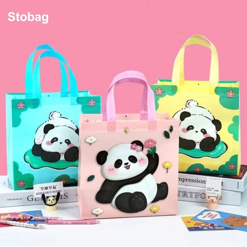 

StoBag 10pcs Cartoon Non-woven Tote Bags Kids Candy Gift Snack Package Fabric Waterproof Storage Reusable Pouch Party Favors