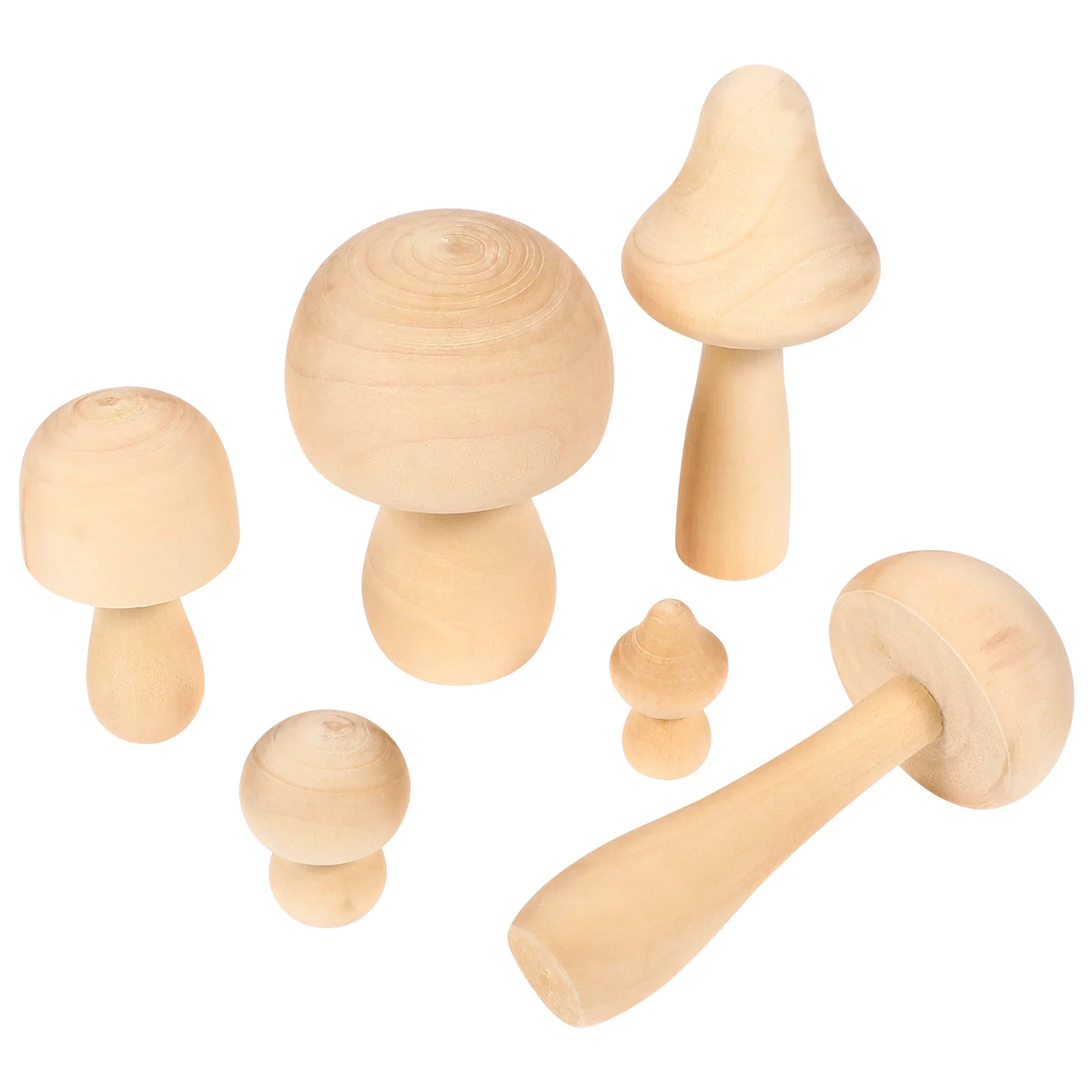 

6pcs Unfinished Wood Crafts DIY Wood Crafts Kids Drawing Mushrooms Wood Ornaments Graffiti Crafts