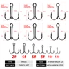 Shawto 50pcs/Lot Treble Fishing Hook Set In Box High Carbon Steel Barbed Hooks Fishing Tackle Black FishHook Fishing Tackle Tool 3