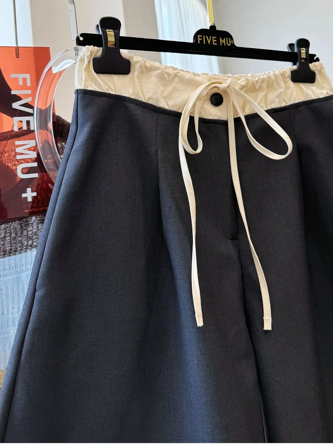 Elastic Waist Drawstring Casual Suit Pants for Women Spring New Wide Leg Trousers
