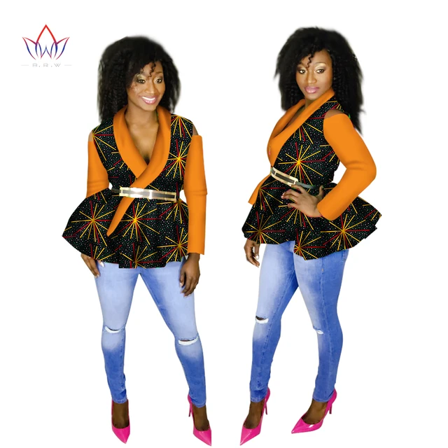Ankara tops for women Turn down Collar 