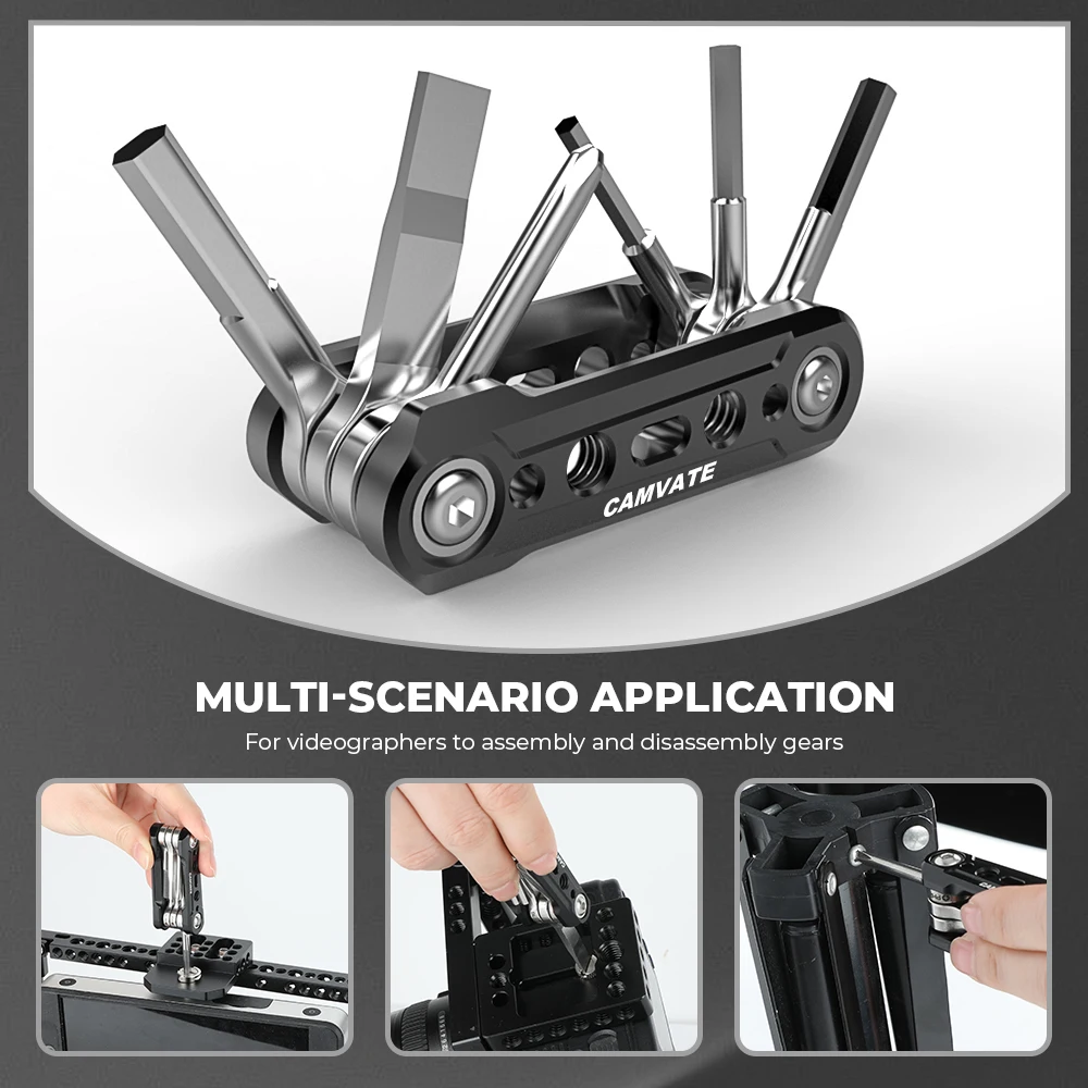 CAMVATE Folding 6-in-1 Functional Tools Universal DSLR Camera Rig Pocket Tool Set with Screwdrivers and Wrenches