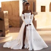 Modern Strapless Wedding Dresses with Satin 2024 Side Slit Bridal Gowns for Women 2025 Court Train Summer Vestido De Novia New 1