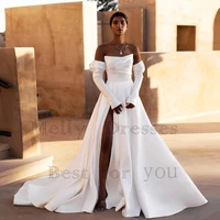 Modern Strapless Wedding Dresses with Satin 2024 Side Slit Bridal Gowns for Women 2025 Court Train Summer Vestido De Novia New 1