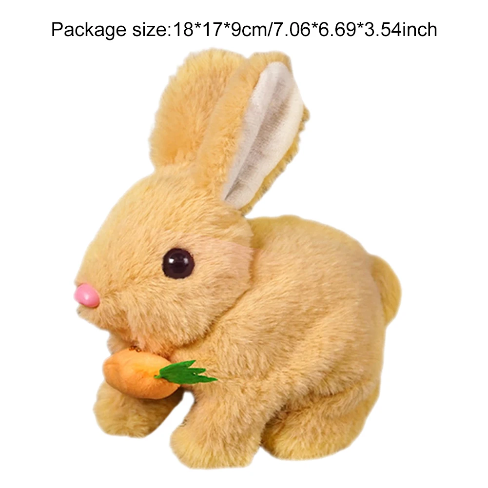 Plush Stuffed Carrot Bunny Toy Jumping Twitching Shaking Ears Cute Electric Rabbit Interactive Toys Gift for Toddlers Birthday