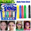 6Pcs Face Paint Crayon Vibrant Color Neon Body Paint Stunning No Odor Makeup Painting Face Body Paint Glow Stick Party Supplies 2