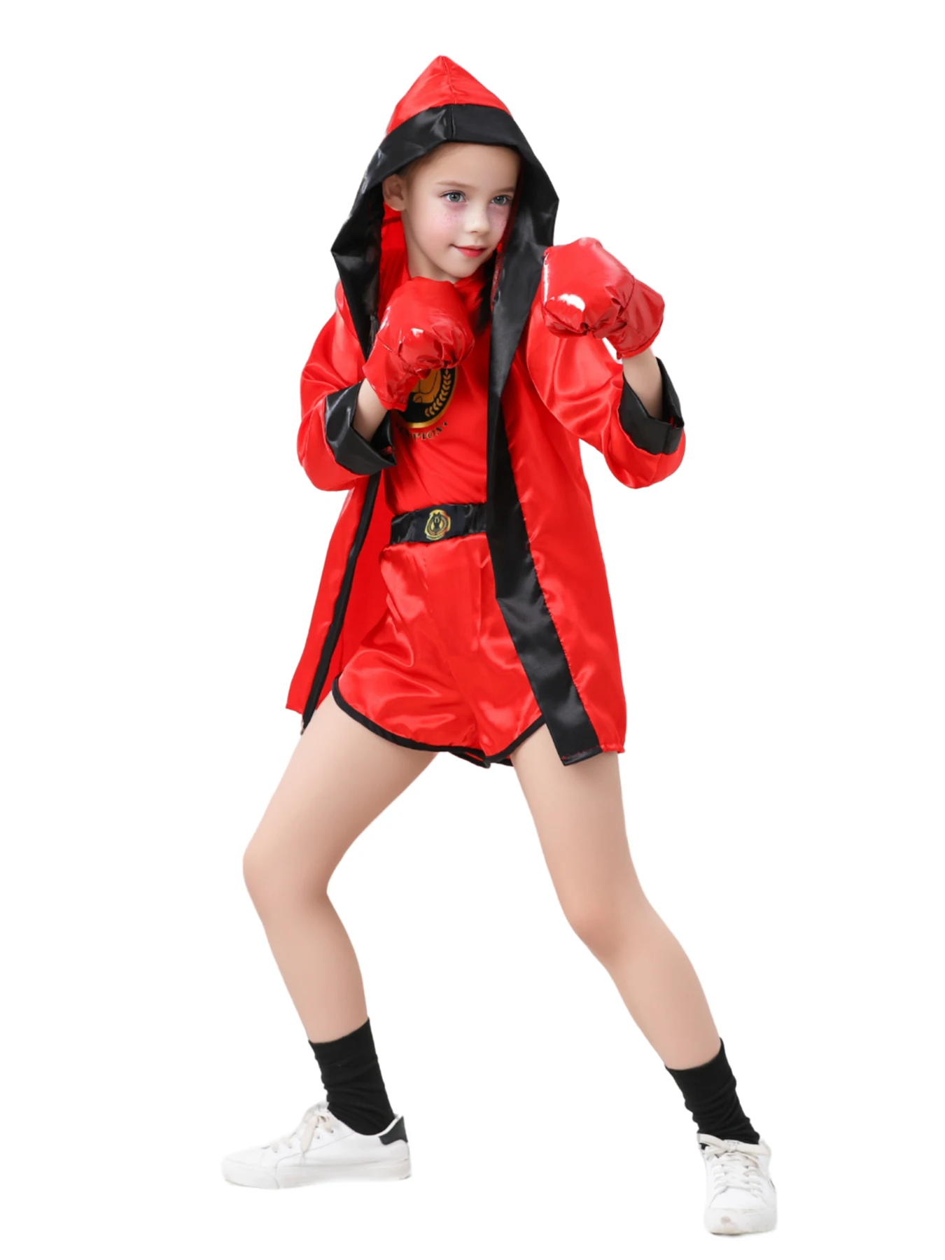 Kids Boxer Cosplay Uniform Costume With Boxing Gloves Halloween Carnival Party