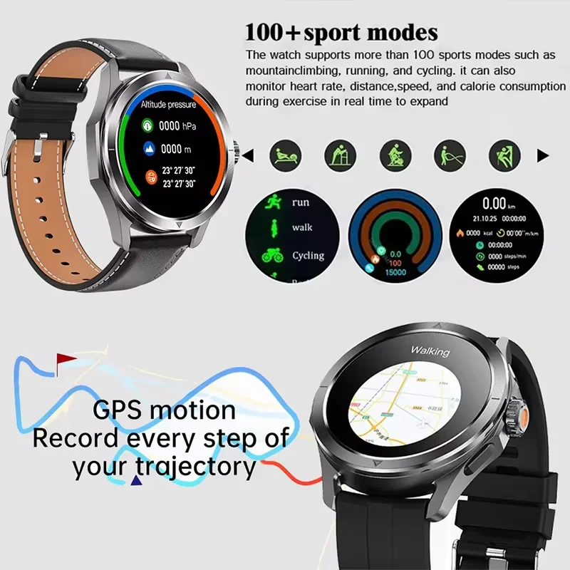 2025 New S4 Ultra GPS Track Smart Watch Men 360*360 AMOLED Screen NFC Compass BT Call Waterproof Health Monitor Man Smartwatches