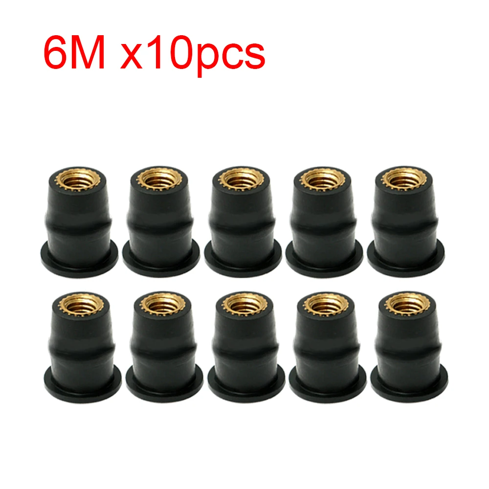 10Pcs/Set M5 5mm Metric Rubber Well Nuts Motorcycle Windscreen Windshield Fairing Cowl For Honda Suzuki Auto Motorbike Off-road