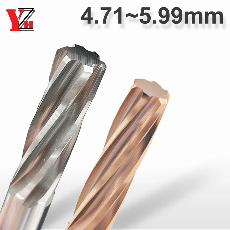 YZH 4,71 mm ~ 5,99 mm Maschinenreibahle HRC50 HRC60 Toleranz + 0 + 0,005 Spiralnut gehärteter Stahl Metall CNC-Werkzeug Innenloch
